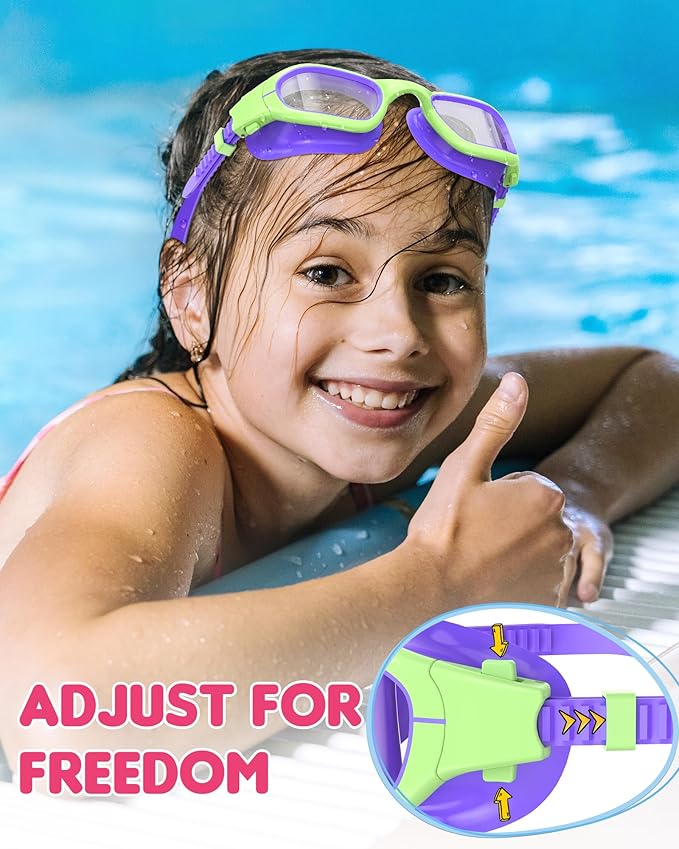 Kids Swim Goggles,Swimming Goggles for Kids 6-14, Anti-Fog UV Protection Pool Glasses for Boys Girls