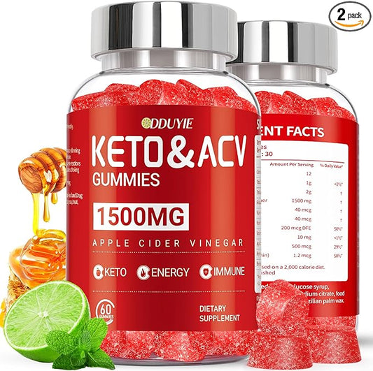 (2 Pack) Apple Cider Vinegar Gummies | Keto ACV Gummies for Supports Metabolism & Fat Burn with Vitamin B6 & B12 | ACV Supplement | Lemon Honey Flavor | 120 Vegan for Women and Men