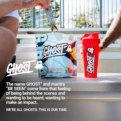 GHOST Hydration Packets, Lemon Crush, 24 Sticks, Electrolyte Powder - Drink Mix Supplement with Magnesium, Potassium, Calcium, Vitamin C - Vegan Friendly, Free of Soy, Sugar & Gluten