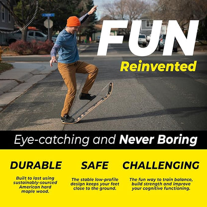 GIBBON SlackBoard - GiBoard Balance Board Kids & Adults - Slackline Balance Trainer - Slack Board Core Workout Equipment Home Gym Training - Standing Desk Exercise - Yoga, Agility, Pilates & More