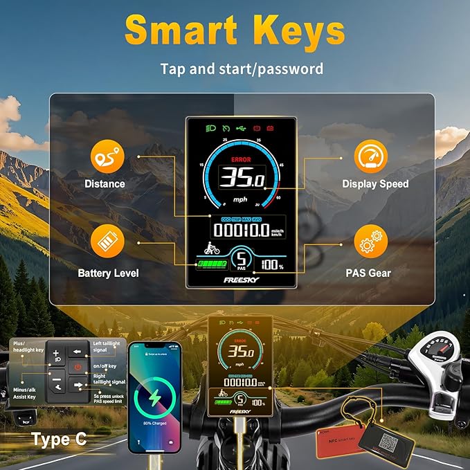 FREESKY Electric Bike for Adults,105mile Long Range Ebike, 2000W Motor 37MPH Fast Step-Thru E Bike 25Ah Samsung Cells Battery Full Suspension Electric Dirt Bicycle 26'' Fat Tire for Commuter Mountains