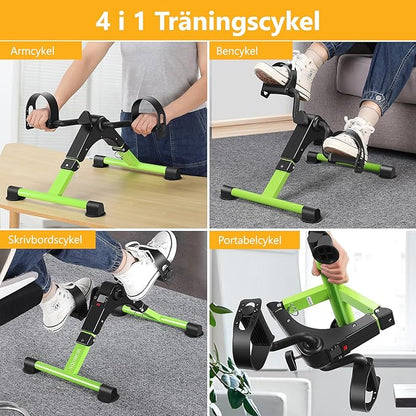 Pedal Exerciser Desk Exercise Bike Leg and Arm Bike with LCD Monitor Foldable (black/green)