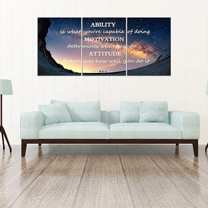 3 Panels Successful Inspirational Posters Quotes Wall Art Ability Modern Motivational Painting Picture Prints on Canvas Artwork Motto for Office Bedroom Decor Living Room Home Decor (72”Wx36”H)