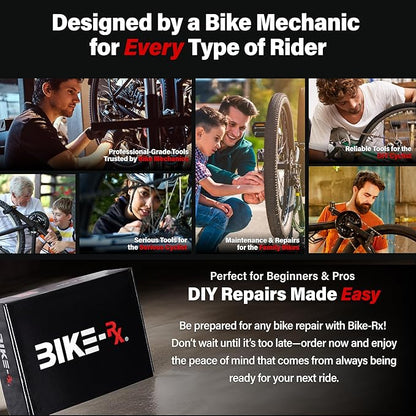 Elite 37pc Bike Tool Kit – Bicycle Repair Set for Mountain, Road, BMX & Ebikes, w/Chain Breaker, Tire Repair, Maintenance Kit & Lock Case