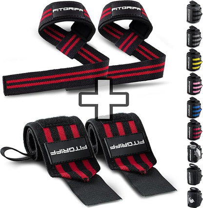 Fitgriff® Lifting Straps & Wrist Wraps (Bundle) Superior Support for Weightlifting & Gym Workouts - for Men and Women