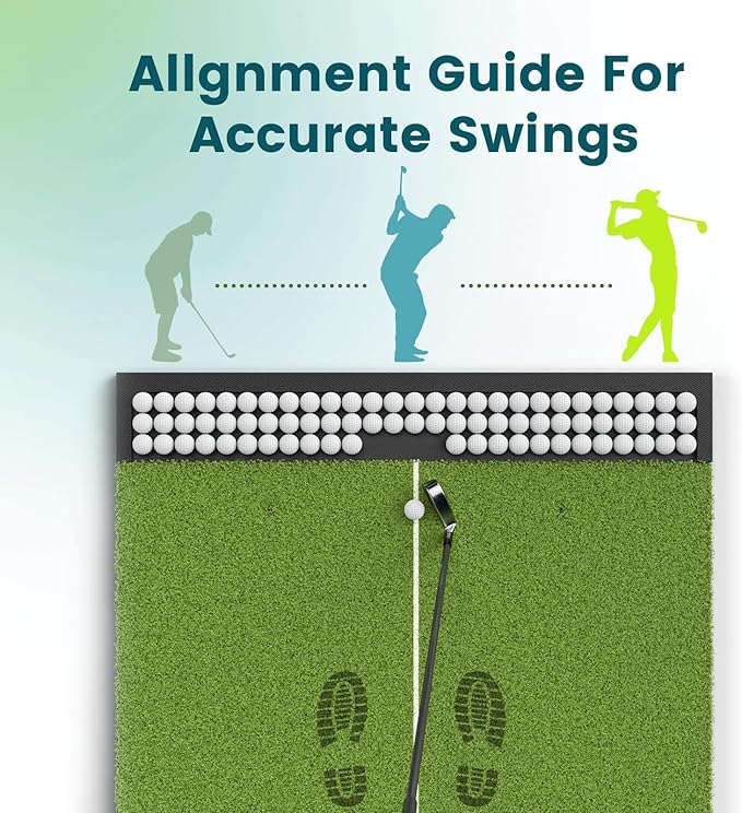 Golf Hitting Mat with Ball Tray, 5x4 & 6x4 ft, 26mm/31mm Thick, Standard & Alignment Line Options, Premium Golf Practice Mat for Indoor Outdoor Swing & Chipping