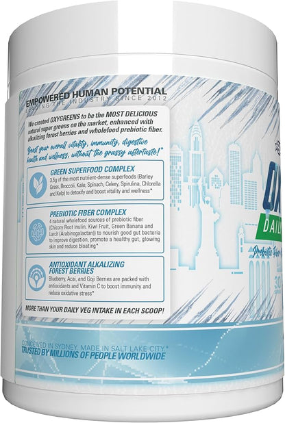 EHP Labs x Ghostbusters OxyGreens Super Greens Powder - Spirulina & Chlorella Superfood, Green Juice Powder with Prebiotic Fibre, Antioxidants & Immunity Support, 30 Serves (Frosty Big Apple)