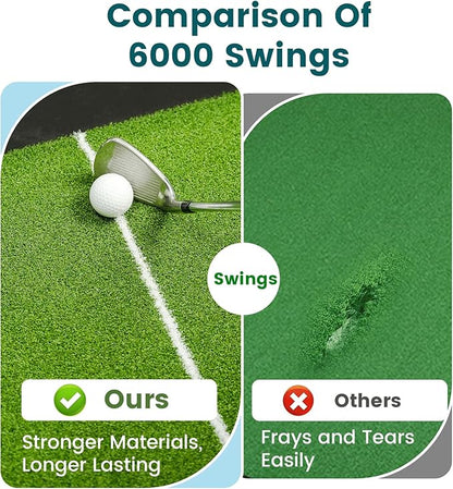 Golf Hitting Mat with Ball Tray, 5x4 & 6x4 ft, 26mm/31mm Thick, Standard & Alignment Line Options, Premium Golf Practice Mat for Indoor Outdoor Swing & Chipping