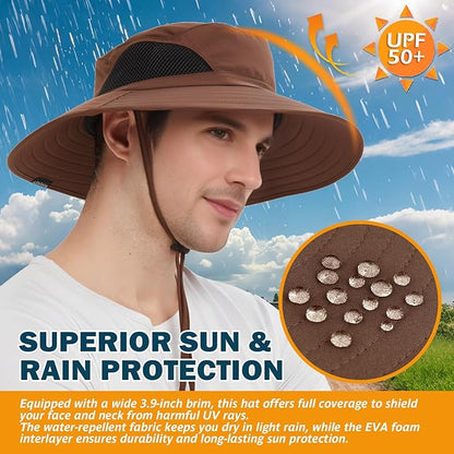 EINSKEY Wide Brim Sun Hat, UPF 50+ UV Protection Waterproof Packable Bucket Hat for Men & Women, Fishing Hiking Beach Garden