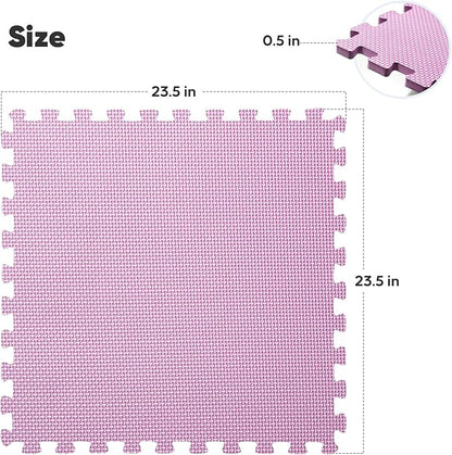 Home Gym Mat, Puzzle Exercise Mat, EVA Interlocking Foam Floor Tiles for Home Workout Equipment and Kids' Play Areas - Blue, 24 in x 24 in x ½ in - (Pink, 24 Pack(96 SQ FT))