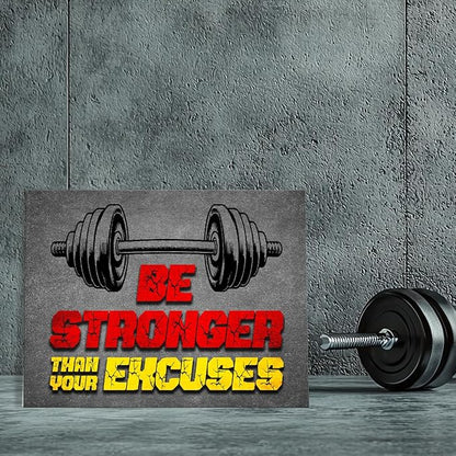 Gym Quotes Wall Art,Inspirational Workout Wall Decor,Be Stronger Than Your Excuses Canvas Wall Art for Home Gym Exercise Fitness Room