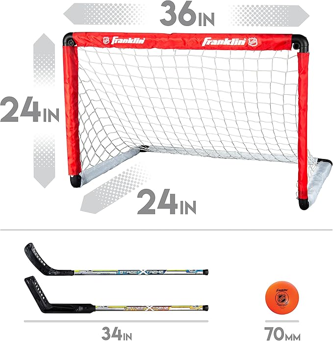 Franklin Sports 36" NHL Hockey Goal with 2 Sticks - Youth Hockey Goal and Stick Set - Official NHL Product
