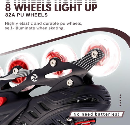 Inline Skates for Kids and Adult, Adjustable Fun Illuminating Skates for Girls, Boys, Women and Men Outdoor and Indoor, Beginner