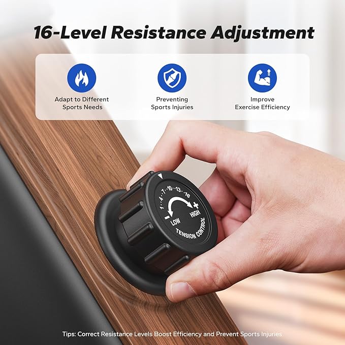 MERACH Rowing Machines for Home, Powerful Electromagnetic Row Machine with 51.2" Extended Rail, 16-Level Handle Resistance Adjustment Rower, 350 LBS Load Capacity, Ergonomic Comfort Seat, Easy Storage