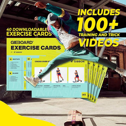 GIBBON SlackBoard - GiBoard Balance Board Kids & Adults - Slackline Balance Trainer - Slack Board Core Workout Equipment Home Gym Training - Standing Desk Exercise - Yoga, Agility, Pilates & More