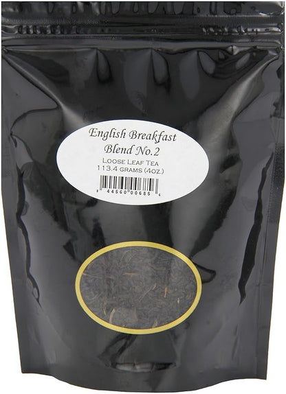 English Breakfast Tea No. 2 by English Tea Store | Loose Leaf Black Tea | Bold Smooth Flavor from Assam Ceylon Kenya | Great with Milk | Medium Caffeine | 4oz Pouch
