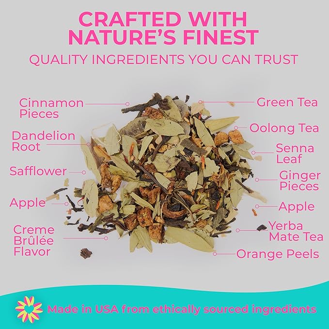 Katy’s Love Your Body Detox Tea | Green Tea, Ginger & Cinnamon | Lightly Caffeinated Herbal Wellness Blend | Crème Brûlée Flavor | Smooth & Comforting | 30+ Cups | Woman-Owned | 2.25oz Pouch