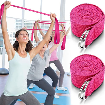 Leyndo 24 Pieces Yoga Strap Stretching Pilates Exercise Adjustable Straps 6 ft Non Elastic Yoga Belt with Adjustable D Ring Buckle for Pilates Gym Workouts Fitness