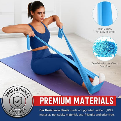 WALITO Resistance Bands for Working Out, Exercise Bands for Women and Men, Workout Bands for Physical Therapy, Stretch, Recovery, Pilates, Rehab, Strength Training and Home Gym