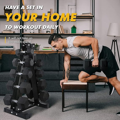 RITFIT 300/350/450/650/180/200/210 LB Rubber Hex Dumbbells Set with Optional Dumbbell Rack, Multi Weight Set to Choose, Ideal for Home Gym and Fitness