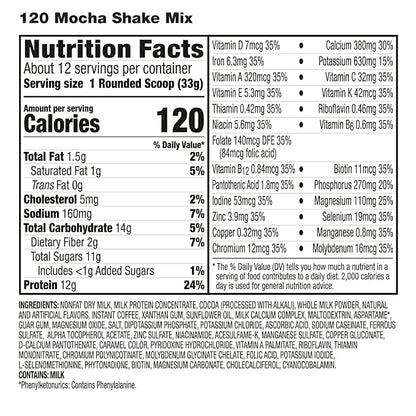 HMR 120 Shake Meal Replacement Powder | Mocha Shake Mix to Support Healthy Weight Loss | 12g of Protein | Nutritional Drink | Low Calorie Food | 12 Servings