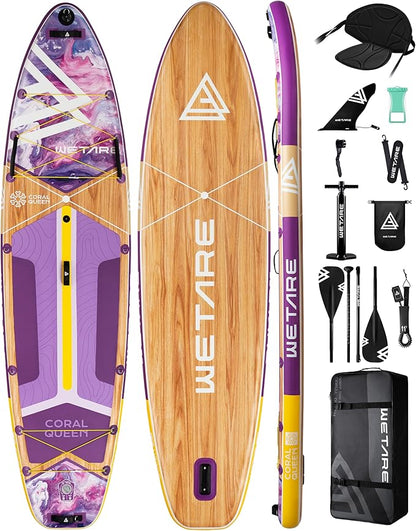11'6"x35" Inflatable Paddle Board, 450lbs Extra Wide Stand Up Sup Board for Adults, Blow Up Paddleboard Kayak Non-Slip Stable Deck Boat for Yoga Fishing Surf