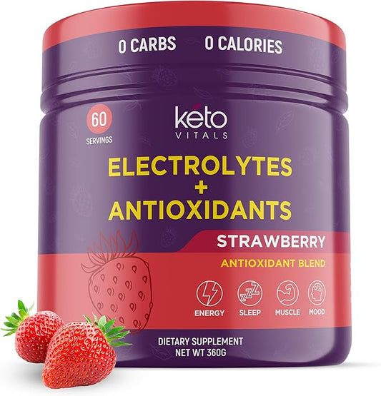 Keto Vitals Antioxidant Electrolytes Powder - Blend Electrolytes with Potassium, Magnesium, Sodium, Calcium | Keto Electrolytes Supplement Energy Drink Mix | Sugar-Free, Zero Calories, Zero Carbs