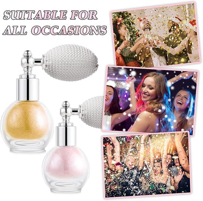 Hair and Body Glitter Spray, Holographic Glitter Highlighter Powder, Face Body Clothes Shiny Glitter, Loose Shimmer Hairspray Festival Rave Prom Accessories (Gold)