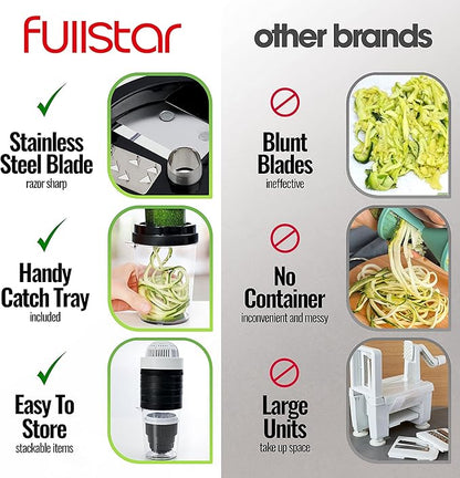 Fullstar Mandoline Slicer Spiralizer & Vegetable Slicer, Zucchini Noodle Maker, Onion & Food Chopper, Veggie Spiral Cutter & Grater (8 in 1)