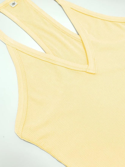 iGENJUN Workout Tops for Women Racerback Basic Tank Summer 2025 Camisole V Neck Slim Fit Ribbed Sleeveless