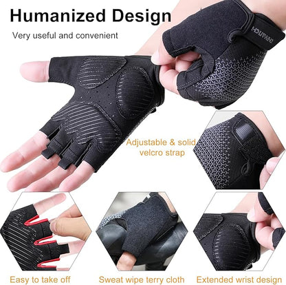 weiatas Cycling Gloves for Men Women Padded, Half Finger Road Mountain Bike Gloves, Shock-Absorbing Anti-Slip Breathable Sports Gloves for Bicycle Riding Motorcycle Rowing Gym