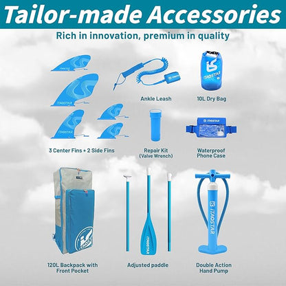 Joy 8'×29"/11'×35" Inflatable Paddle Board for Kids, One-Stop Premium SUP Accessories, Stand Up Paddle Board for More Balance, Tailored Fins for More Fun