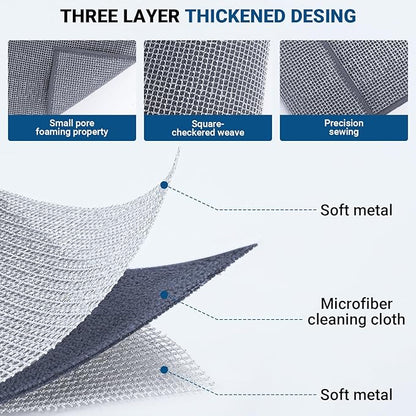 10 Pcs New Upgrade 3-Layer Non Scratch Wire Dishcloth,Wire Dishwashing Rag, Non-Scratch Wire Dishwashing Rags for Wet and Dry, Kitchen Cleaning Dish Rags for Cookware,Sinks, Dishes, Stove