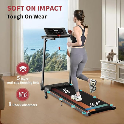 Treadmill with Incline, 3 in 1 Under Desk Treadmill Walking Pad with Removable Desk Workstation 3.5HP Foldable Compact Walking Treadmills for Home Small Office with Wristband Remote Control
