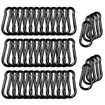 40PCS M5 Black Carabiner Clip, 3/16Inch Snap Hook Quick Link Small Clips, 2'' Spring Carabiner Link Buckle for Fishing Camping Hammock Dog Leashes-220LBS Holding Capacity