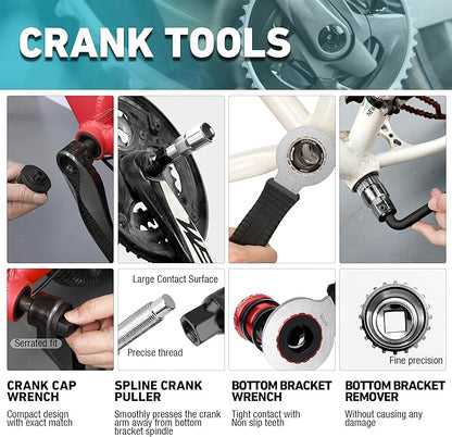 DURATECH 41 Pieces Bike Repair Tools, Complete Bike Tools Kit with Storage Box, Mountain Bike Maintenance Tools, for Mountain, Road, and Park Bicycle with Chain Riveter, Tire Levers, Crank Puller