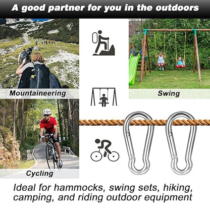 40 PCS 2.36'' Spring Snap Hook Carabiner, M6 1/4 Inch Galvanized Silver Steel Carabiner Clip, Small Carabiner Clip 260LBS Holding Capacity Quick Link Clip Keychain for Hammock Dog Leash & Camping Gym