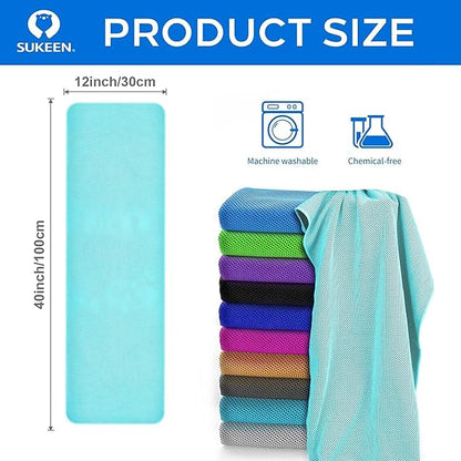 Sukeen Cooling Towel (40"x12"), Ice Towel Sets,Soft Breathable Chilly Towel,Microfiber Towel for Yoga,Sport,Running,Gym,Workout,Camping,Fitness,Workout & More Activities, 8 Pack