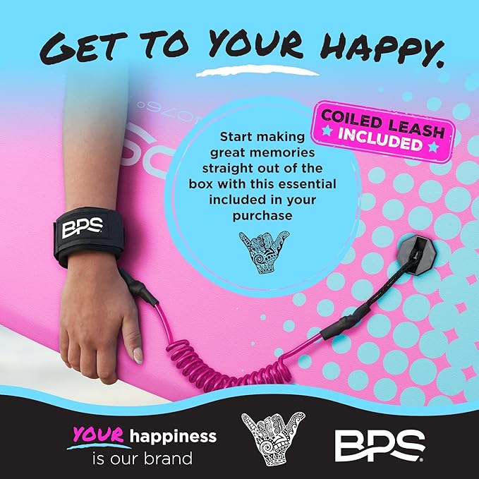 BPS 'Storm' Bodyboard with Premium Coiled Leash - Lightweight with EPS Core, Durable for All Wave Conditions