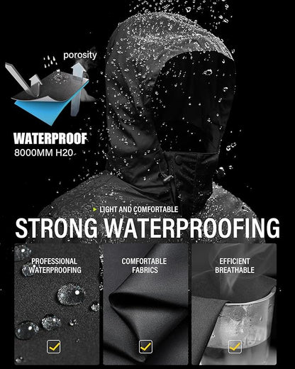 iCreek Men's Rain Jacket Lightweight Waterproof Packable Rain Shell Jacket Raincoat with Hood Windbreaker for Cycling, Golf