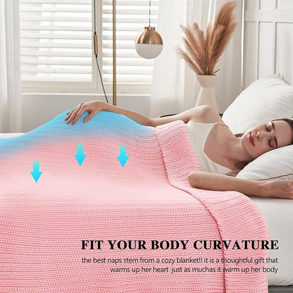 L'AGRATY Knitted Weighted Blanket - 60"x80" 20lbs Cooling Chunky Knit Heavy Blanket for Adults Braided Crochet Throw Thick Cable Yarn Knit Decorative No Beads Evenly Weighted Machine Washable