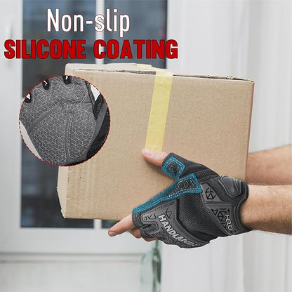 HANDLANDY Fingerless Work Gloves for Men, Padded Half Finger Tactical Mechanics Gloves, Utility Trucker Driver Gloves (Black, X-Large (Pack of 1))