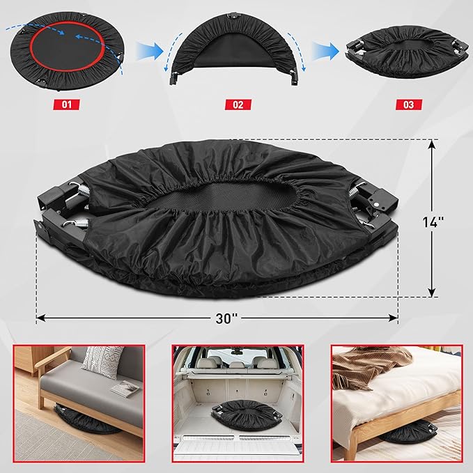 HYD-Parts 40" 48" Mini Trampoline for Adults and Kids Exercise Rebounder with Adjustable Bar Fitness Trampoline Indoor Max Load 330 440lbs