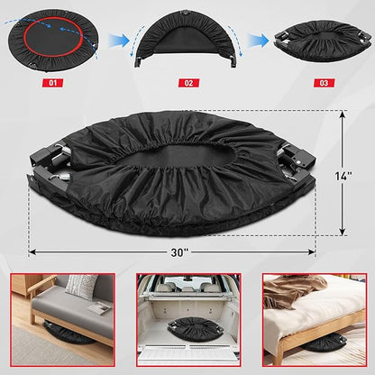 HYD-Parts 40" 48" Mini Trampoline for Adults and Kids Exercise Rebounder with Adjustable Bar Fitness Trampoline Indoor Max Load 330 440lbs