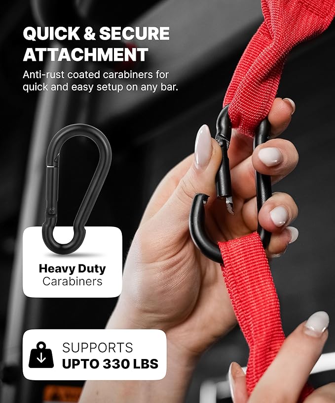 DMoose Fitness Hanging Ab Straps for Pull Up Bar & Core Strength Training - Soft Padded Exercise Straps for Ab Swing & Leg Raises, Hang Bar Strap with 2 Steel Carabiners - Abs Equipment for Home & Gym