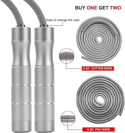 weighted jump rope Fitness for women men,1LB Tangle-free Skipping Rope for Muay Thai Training Crossfit workout Aluminum Handles Adjustable Length PVC Cord and Cotton Rope