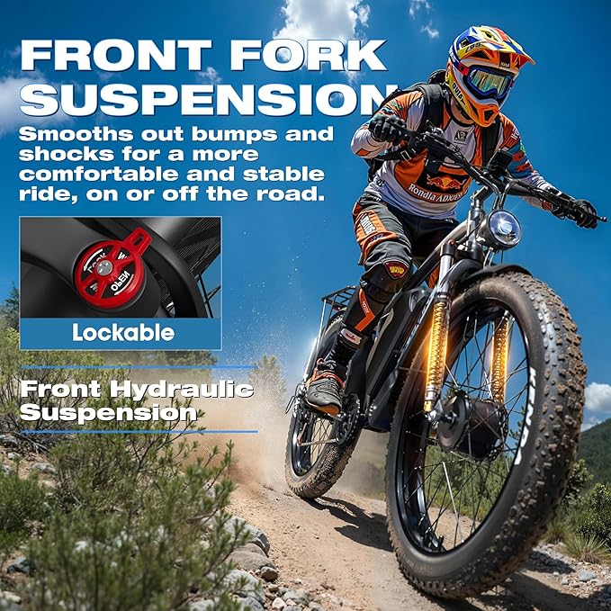 Ebike for Adults Electric, 52V 19.2Ah/32Ah, Peak 2000W/2500W E-Bike, 36/40MPH, 70 Miles/100Miles Long Range, Hydraulic Disc Brake, Off Road Snow Mountain E-Bike, 24"/26" Fat Tire Fast Electric Bicycle