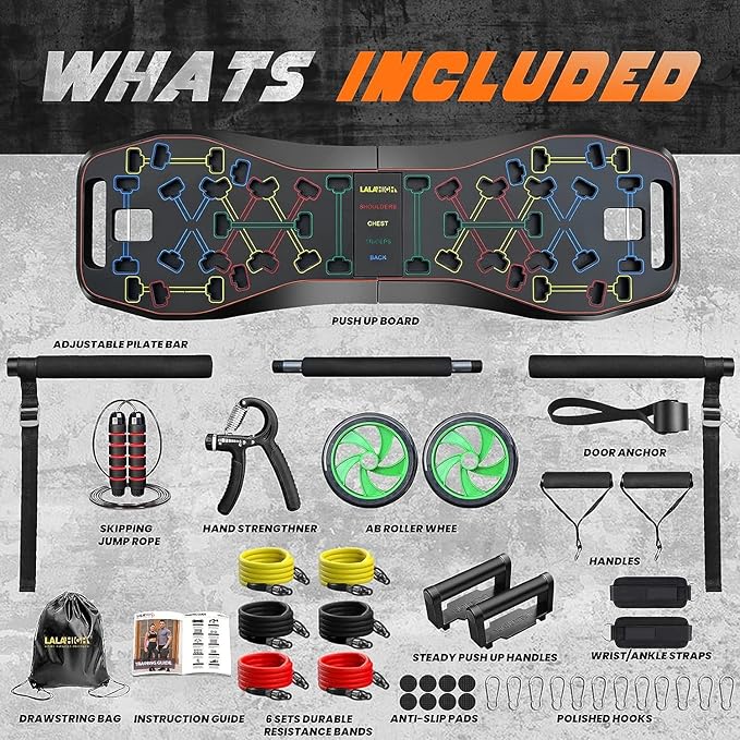 LALAHIGH Portable Home Gym System: Large Compact Push 20 Fitness