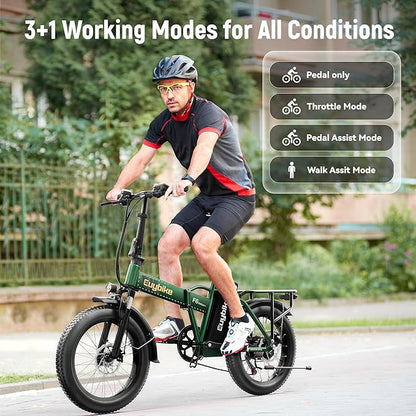 Foldable Electric Bike for Adults, 30+MPH, 48V 20Ah Removable Battery up to 80Miles, 20" Fat Tire Peak 1000W Motor Dirt Ebike Adult Electric Bicycle for City Commute Beach Mountain Adventurous E Bike