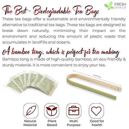 FreshDrinkUS, 75 Bags Premium Raspberry Leaf Teawith Chamomile Flavor, Eases Menstrual Cramps & Supports Healthy Pregnancy, Naturally, Caffeine-Free, Sugar Free, Vegan